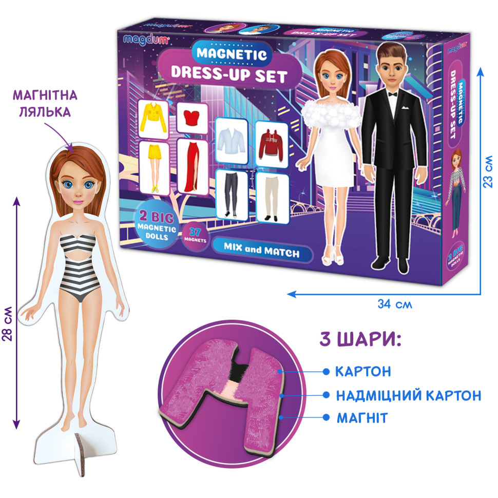 Настільна магнітна гра "Magnetic dolls" ML4032-09 EN 2 магнітні ляльки та 37 магнітів — фото 7