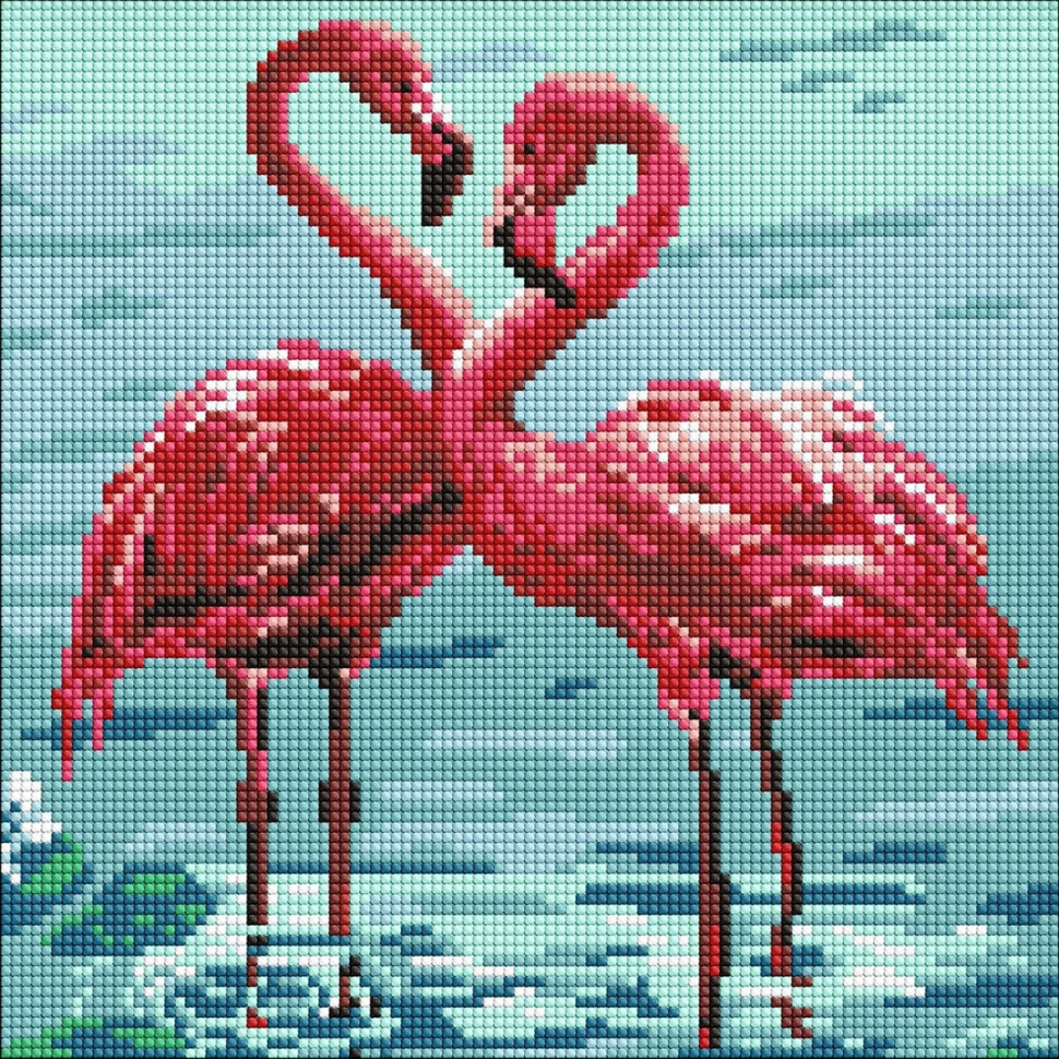 Алмазна мозаїка "Яскраві фламінго" ©art_selena_ua AMO8261, 30х30 см