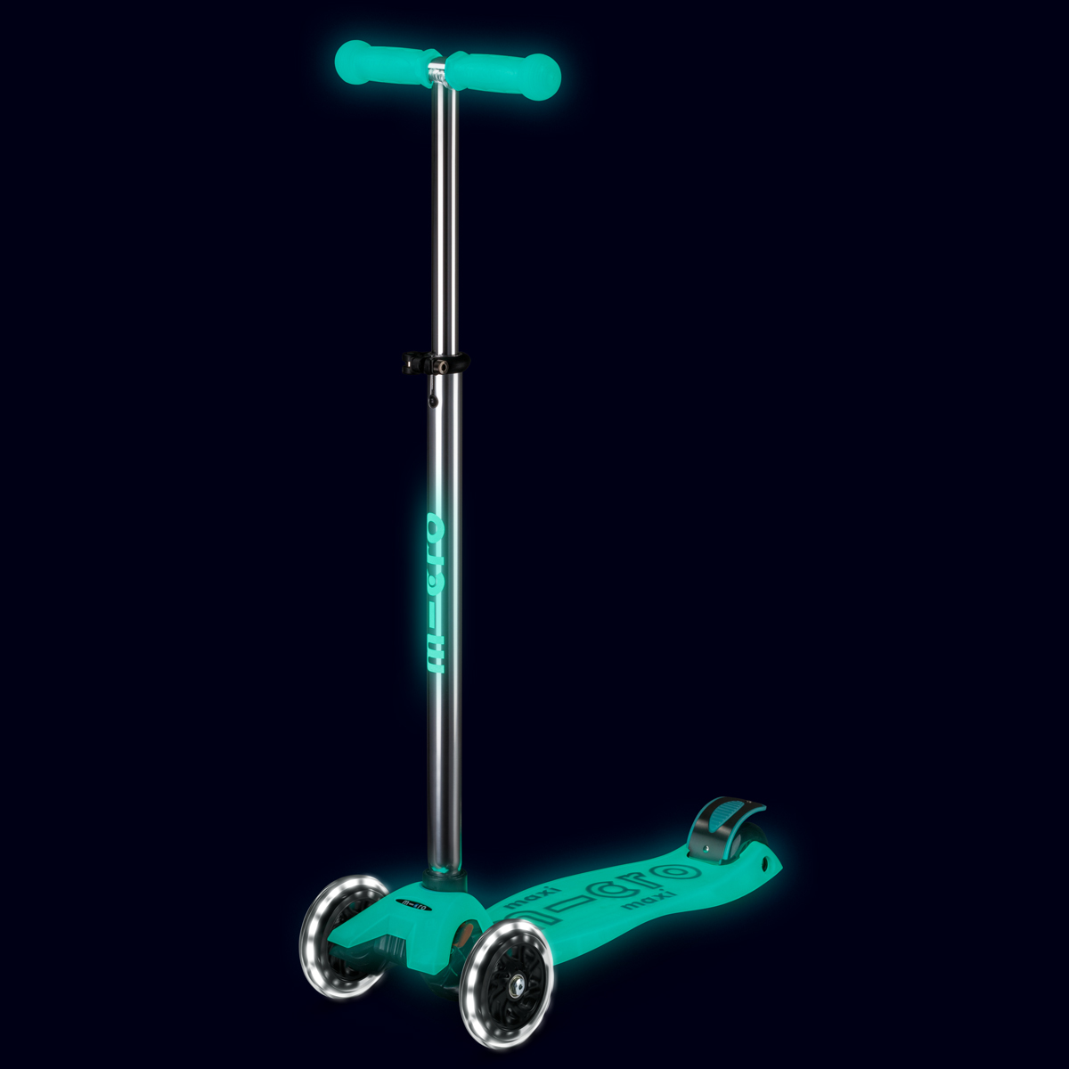 Самокат Micro серії "Maxi Deluxe Glow LED" – Желейний Зелений (до 50 kg, 3-х колісний, світло) — фото 7