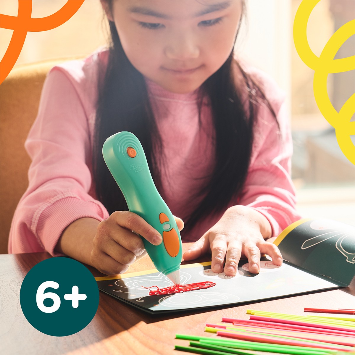 3D-ручка 3Doodler Start Plus для дитячої творчості - Мегакреатив (147 стрижнів, 9 шаблонів) — фото 4