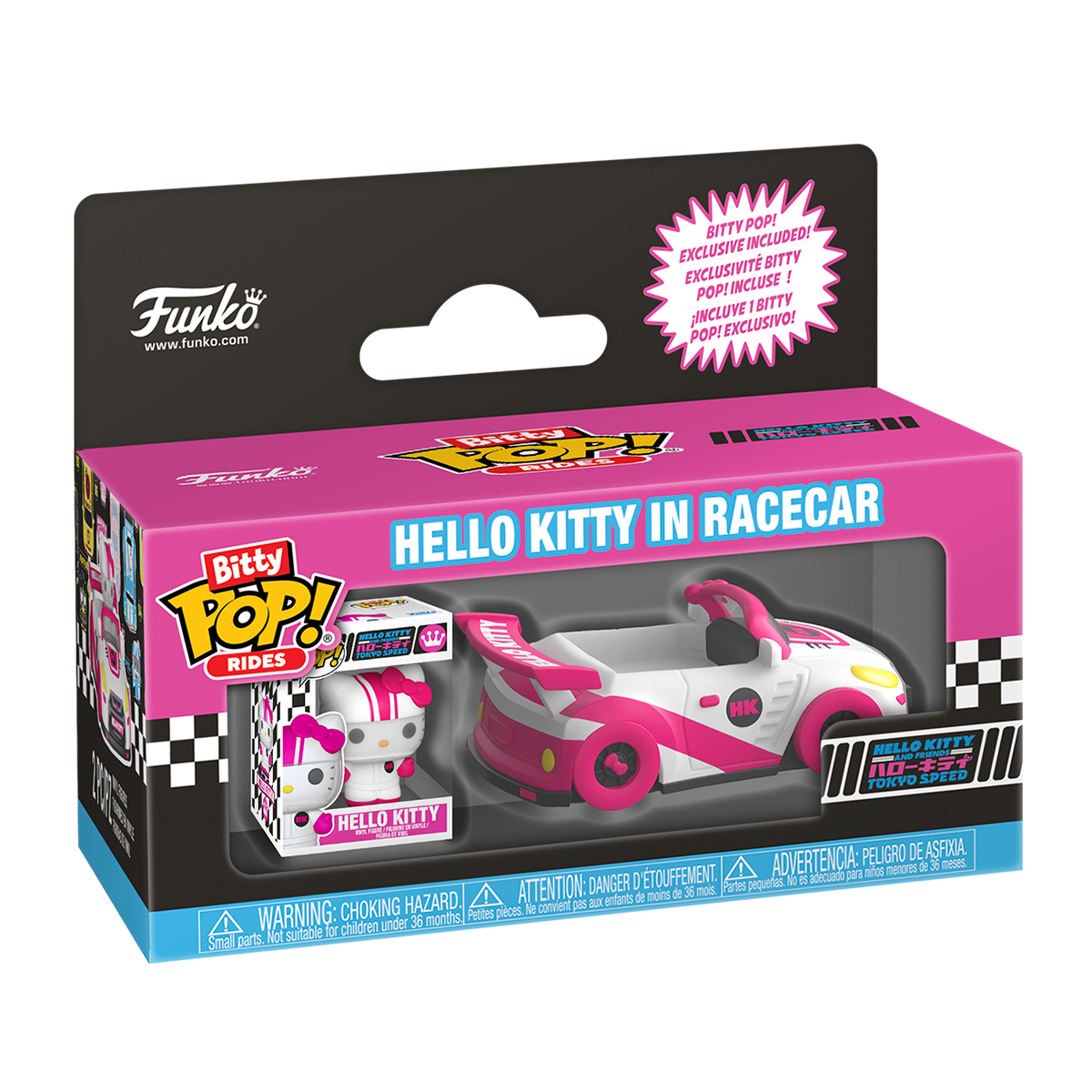 Набор фигурок Bitty POP! Rides серии "Sanrio" - Хеллоу Китти и Гоночный Автомобиль