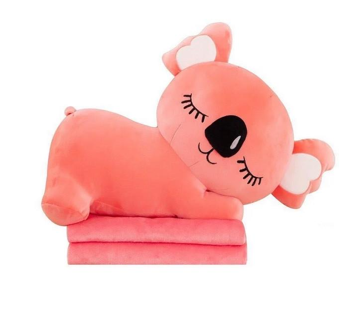 Дитяча м'яка іграшка "Коала" L1129(Pink) іграшка з пледом, розмір 50 см