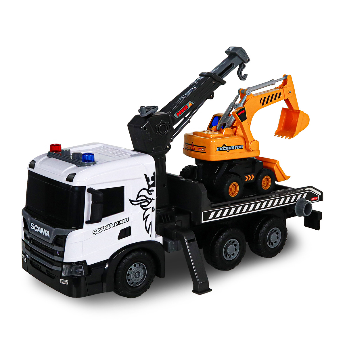 Игровой набор серии "Super Big Truck" – Автокран Scania с Экскаватором (свет, звук)