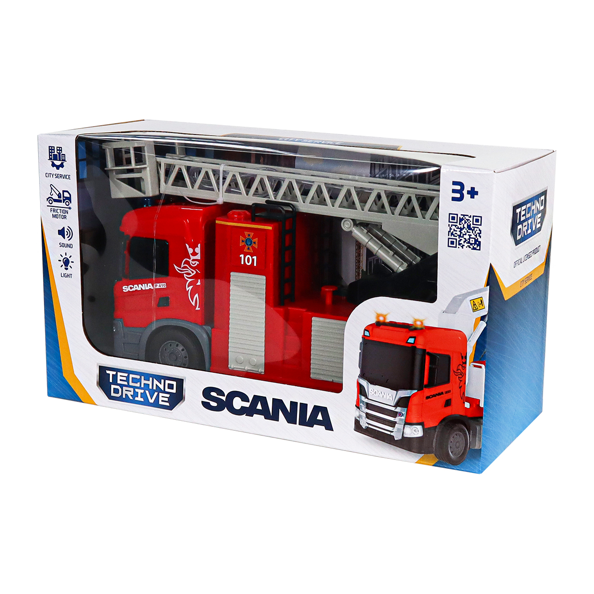 Автомодель серии "Big Truck" – Пожарная Машина Scania (свет, звук, функ. воды) — фото 3