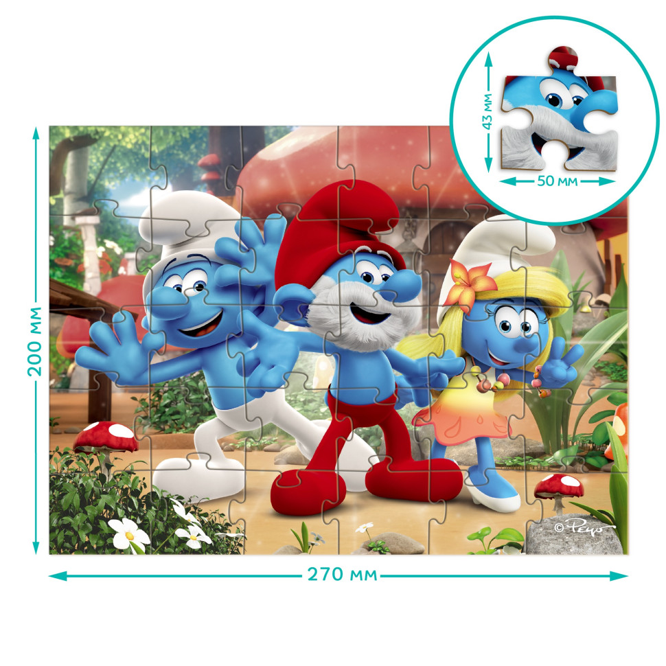 Дитячий пазл "The Smurfs: Привіт усім!" 200662, 30 елементів — фото 3