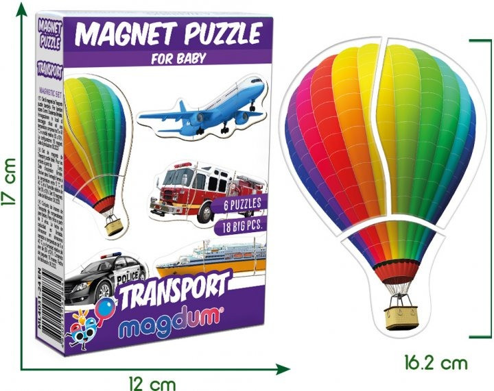 Набор магнитов Magdum Baby puzzle "Транспорт" ML4031-24 EN — фото 3