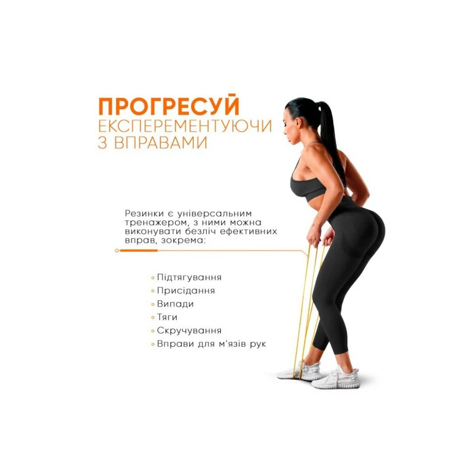 Резиновая петля для фитнеса EF-2654-1 Желтая 1-6 кг — фото 4