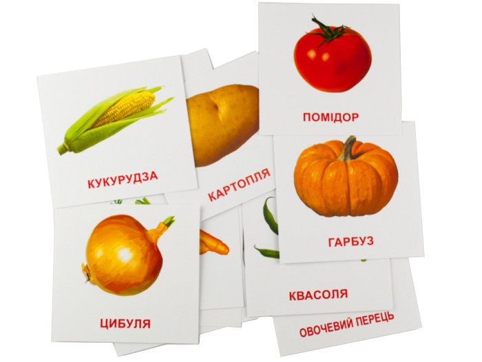 Розвиваючі картки "Овочі" (110х110 мм) 65798 укр. /англ. мовою — фото 3