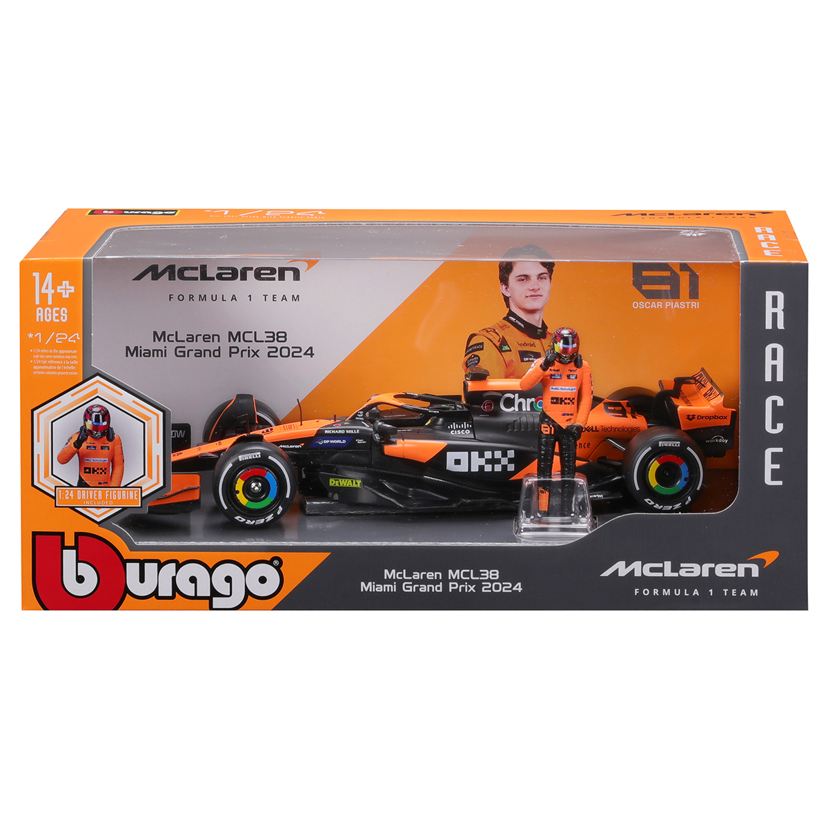 Автомодель з фігуркою - Mclaren MCL38 (1:24) — фото 3