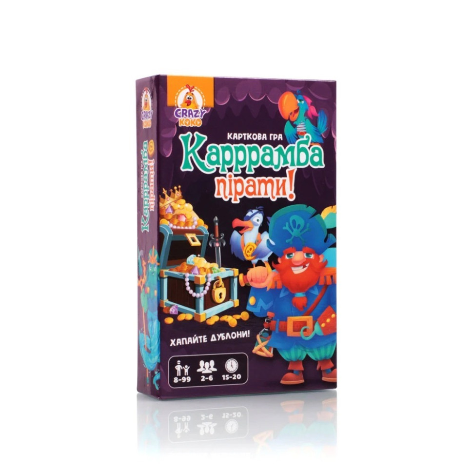 Дитяча карткова гра "Карррамба пірати! Vladi Toys" VT8077-07, 50 карт 12 монет, правила гри