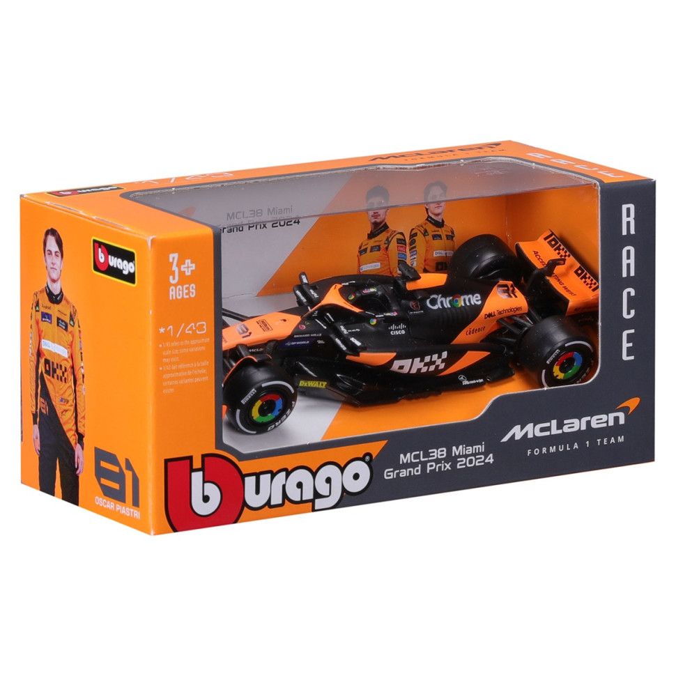 Автомодель MCLAREN F1 MCL38 (2024) Bburago 18-38214 масштаб 1:43 — фото 5