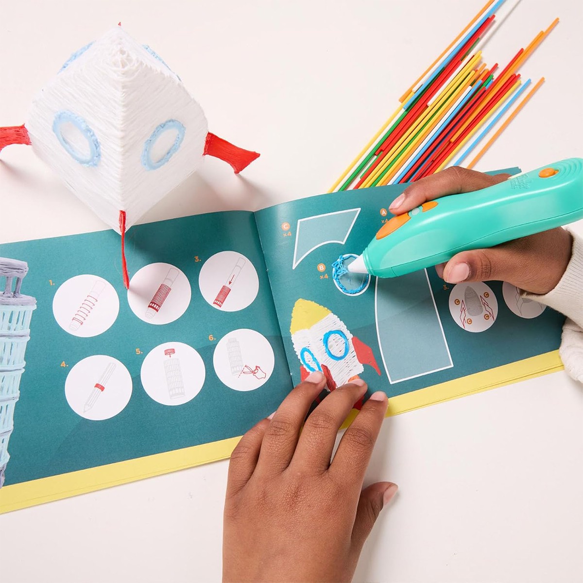 3D-ручка 3Doodler Start Plus для дитячої творчості - Мегакреатив (147 стрижнів, 9 шаблонів) — фото 6