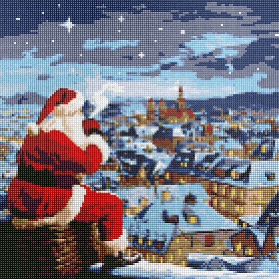 Алмазна мозаїка "Різдвяна ніч" ©art_selena_ua AMO7826, 40х40 см, з АВ стразами