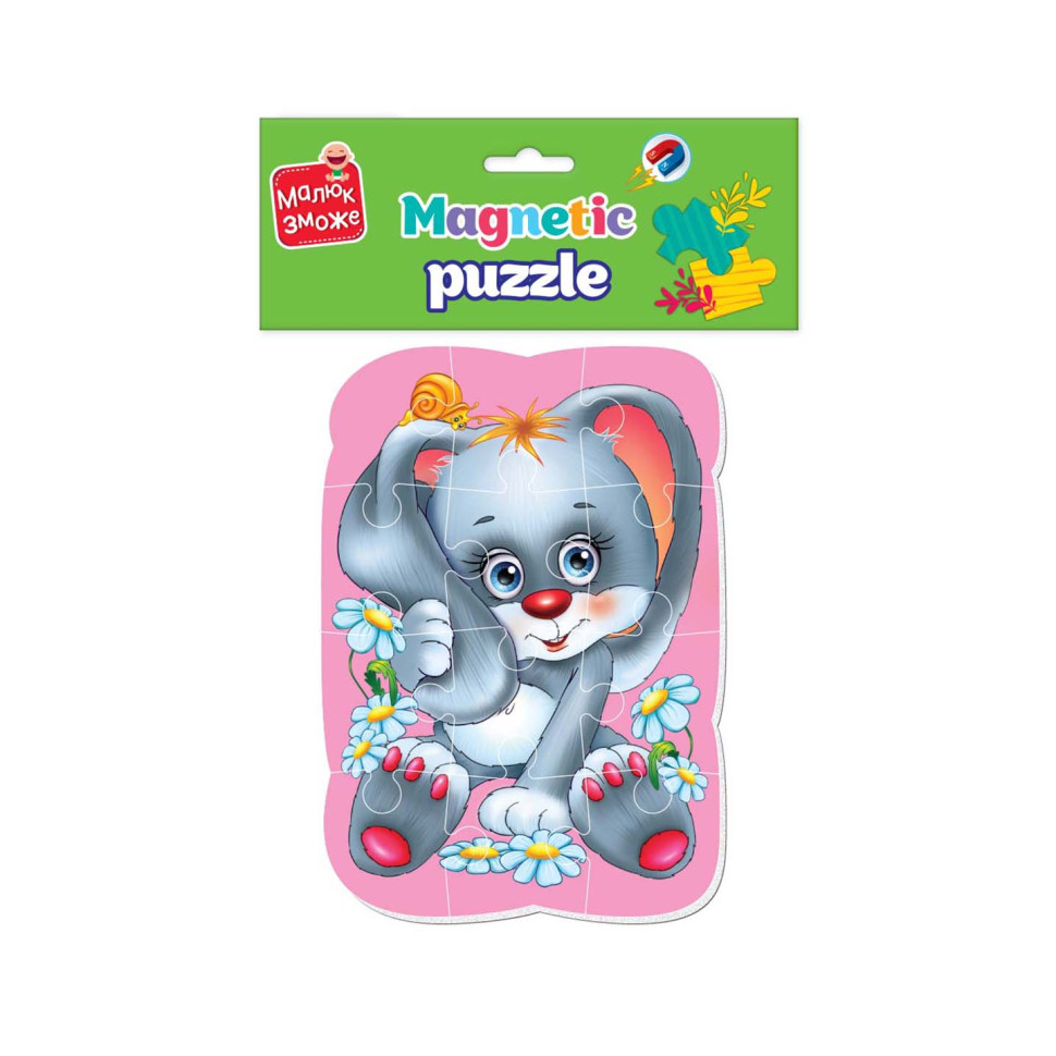 Магнітні пазли Малюк зможе "Зайчик" Vladi toys VT3301-03 А5, Укр — фото 2