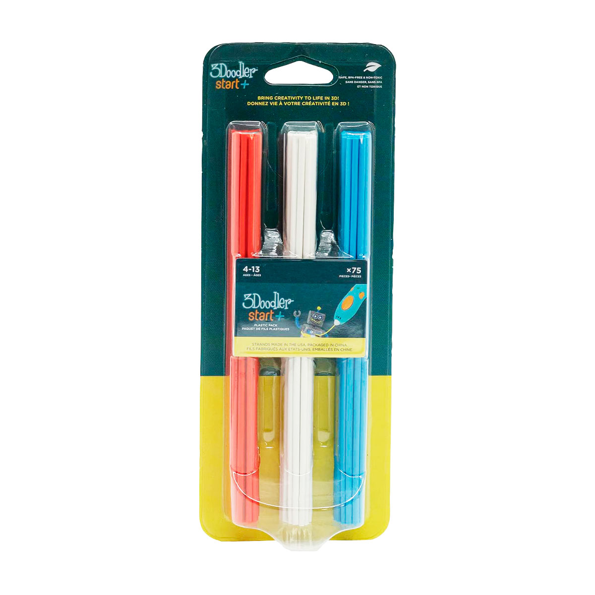 Набір стрижнів для 3D-ручки 3Doodler Start - Мікс (75 шт: червоний, білий, синій) — фото 3