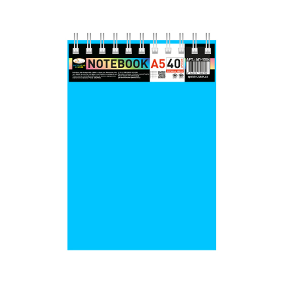 Блокнот А5 В-БП5-40(Light-Blue) 40 аркушів, пружина зверху