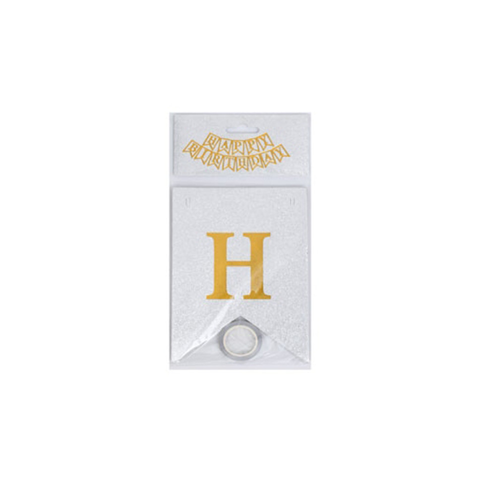 Гірлянда з прапорцями "Happy Birthday" MK 5955(White) біла