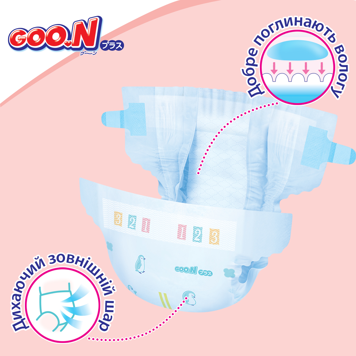 Підгузки Goo.N Plus для дітей 12-20 кг (розмір XL, на липучках, унісекс, 38 шт.) — фото 11