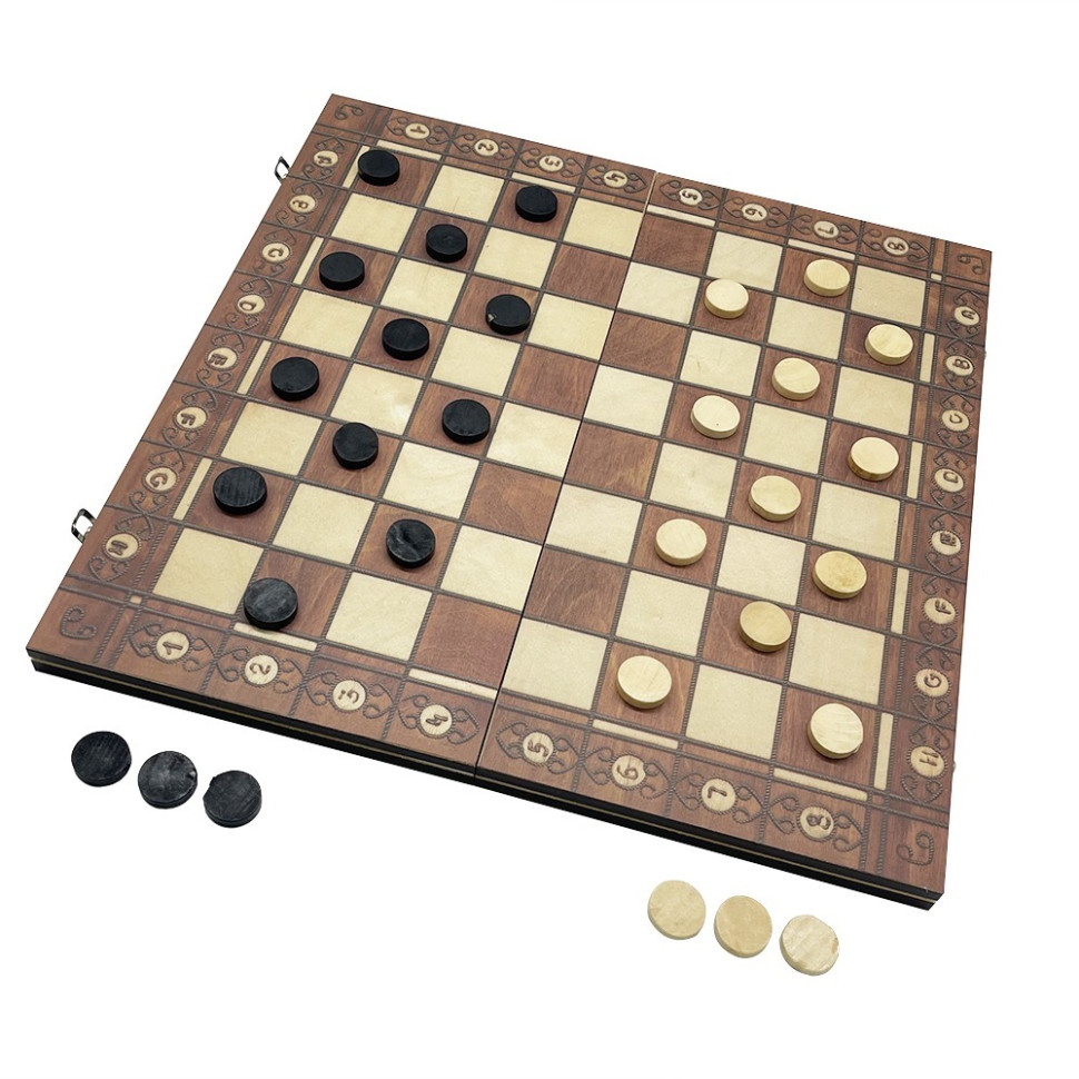 Набір настільних ігор "Шахи, нарди, шашки 3 в 1" Set1 NE-LG-11 ігрове поле 40х40 см — фото 5