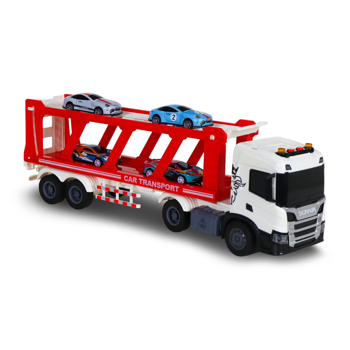 Игровой набор серии "Large Truck" – Автоперевозчик Scania (автоперевозчик, 4 машины, свет, звук) — фото 11