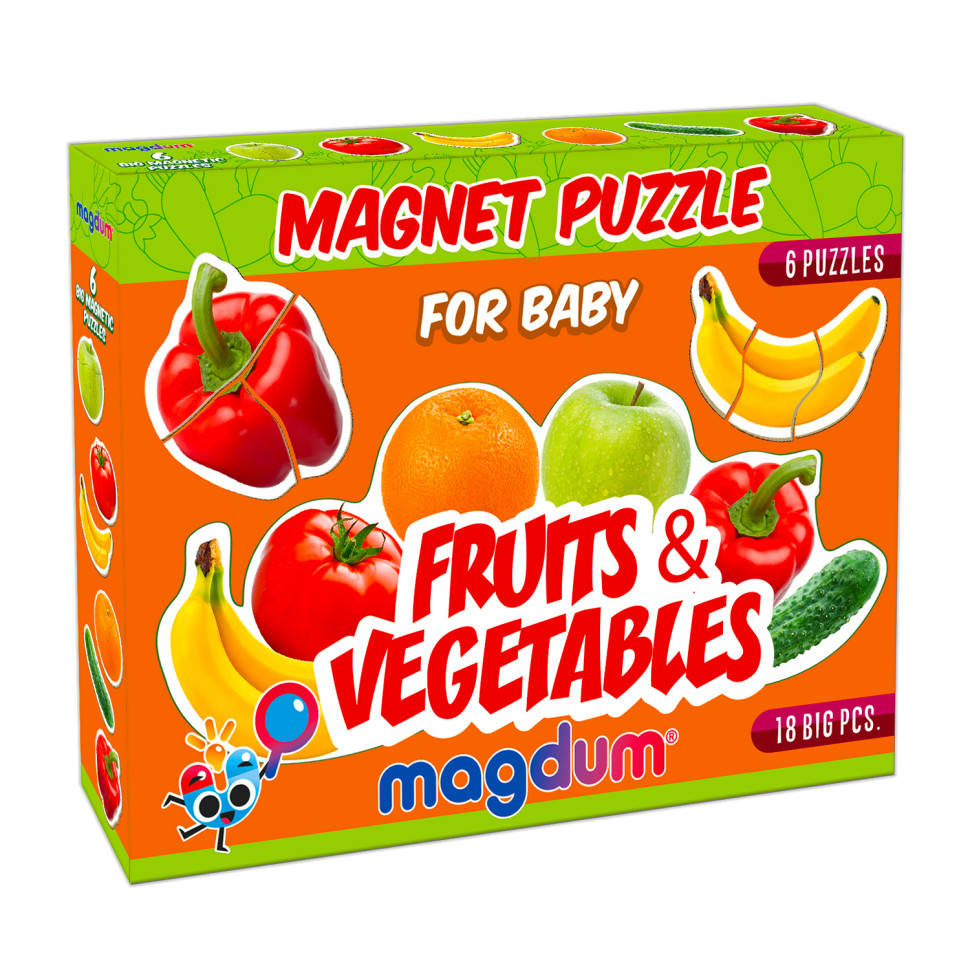 Набір магнітів Baby puzzle "Фрукти та овочі" ML4031-25 EN 6 картинок