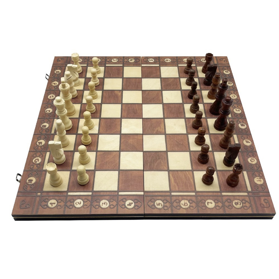 Набір настільних ігор "Шахи, нарди, шашки 3 в 1" Set1 NE-LG-11 ігрове поле 40х40 см — фото 7