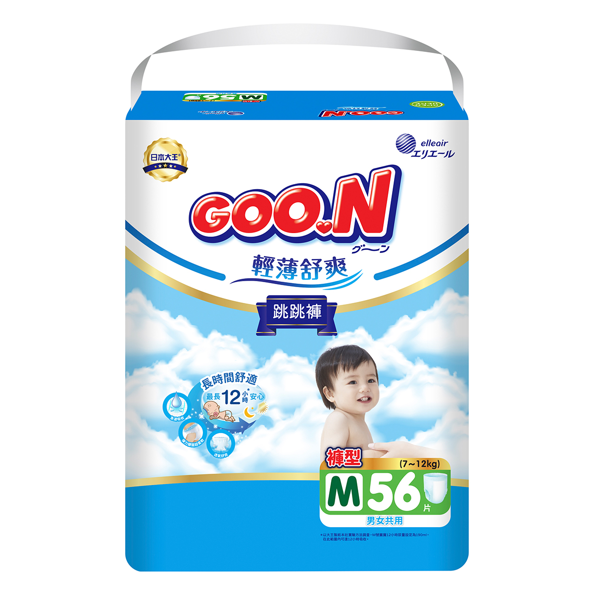 Трусики-підгузки Goo.N Slim & Comfortable для дітей 7-12 кг (розмір 3(M), унісекс, 56 шт)