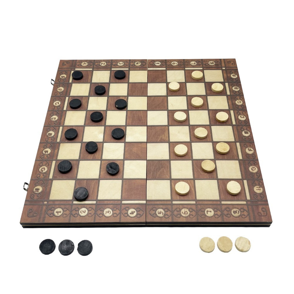 Набір настільних ігор "Шахи, нарди, шашки 3 в 1" Set1 NE-LG-11 ігрове поле 40х40 см — фото 9