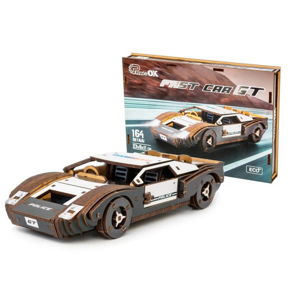 Дерев’яний 3D конструктор Fast car Gt Puz-26916, 164 деталі