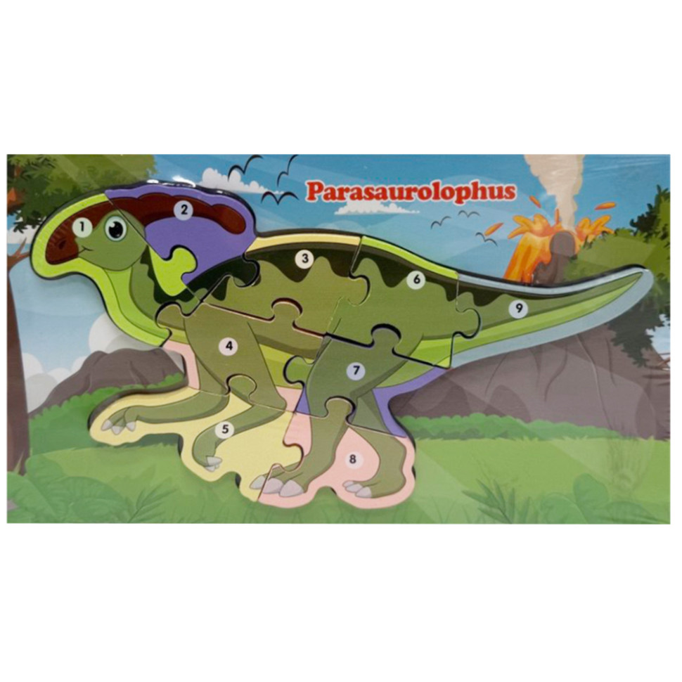 Дерев'яний пазл-вкладиш "Parasaurolophus" MD 1924-10, 9 елементів