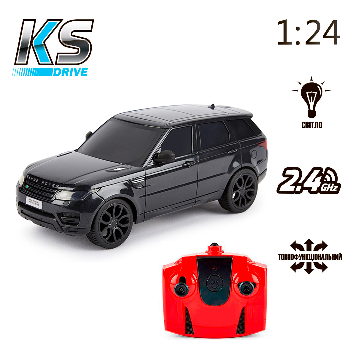 Автомобиль KS Drive на р/у - LAND Rover Range Rover Sport (1:24, 2.4Ghz, черный) — фото 7