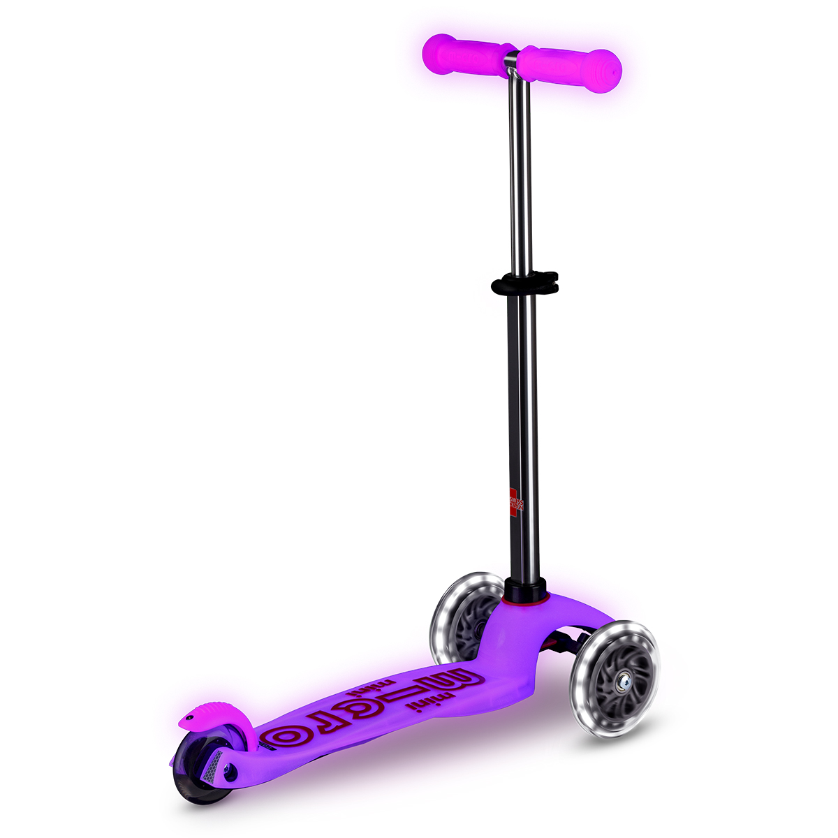 Самокат Micro серії "Mini Deluxe Glow LED" – Морозний Рожевий (до 50 kg, 3-х колісний, світло) — фото 5