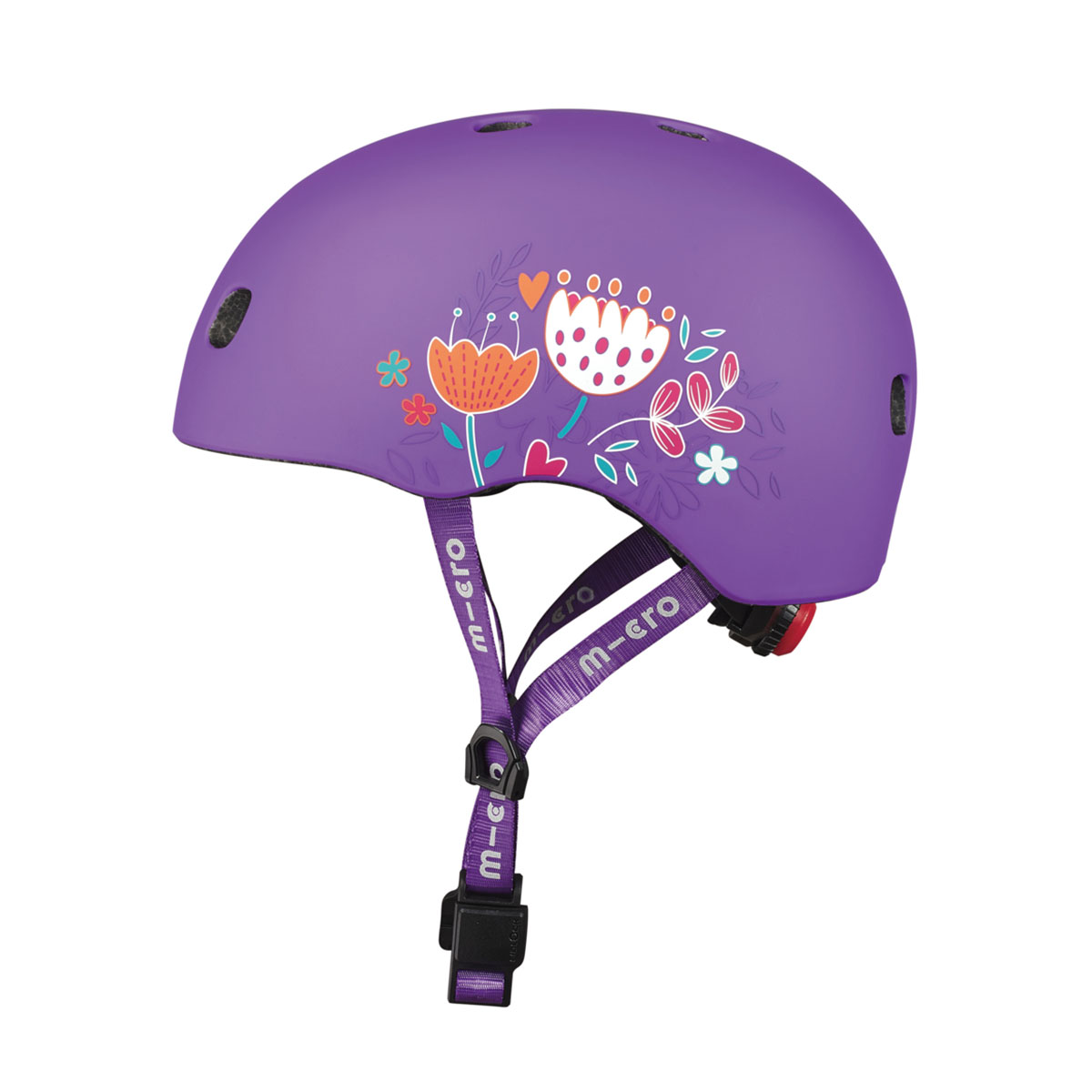 Захисний шолом Micro - Фіолетовий з Квітами (52-56 cm, M)