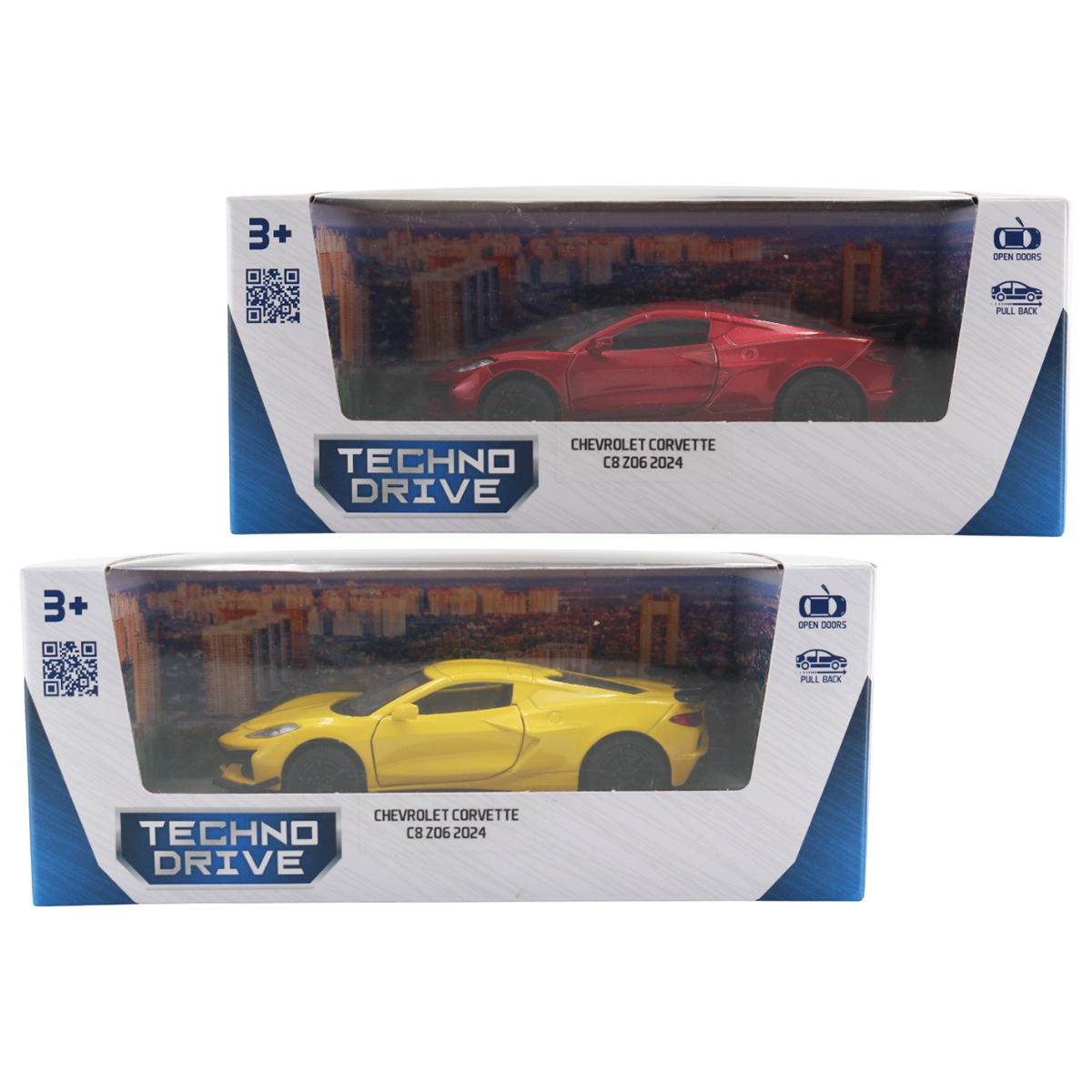 Автомодель – Chevrolet Corvette C8 Z06 2024 (жовтий, червоний) — фото 10