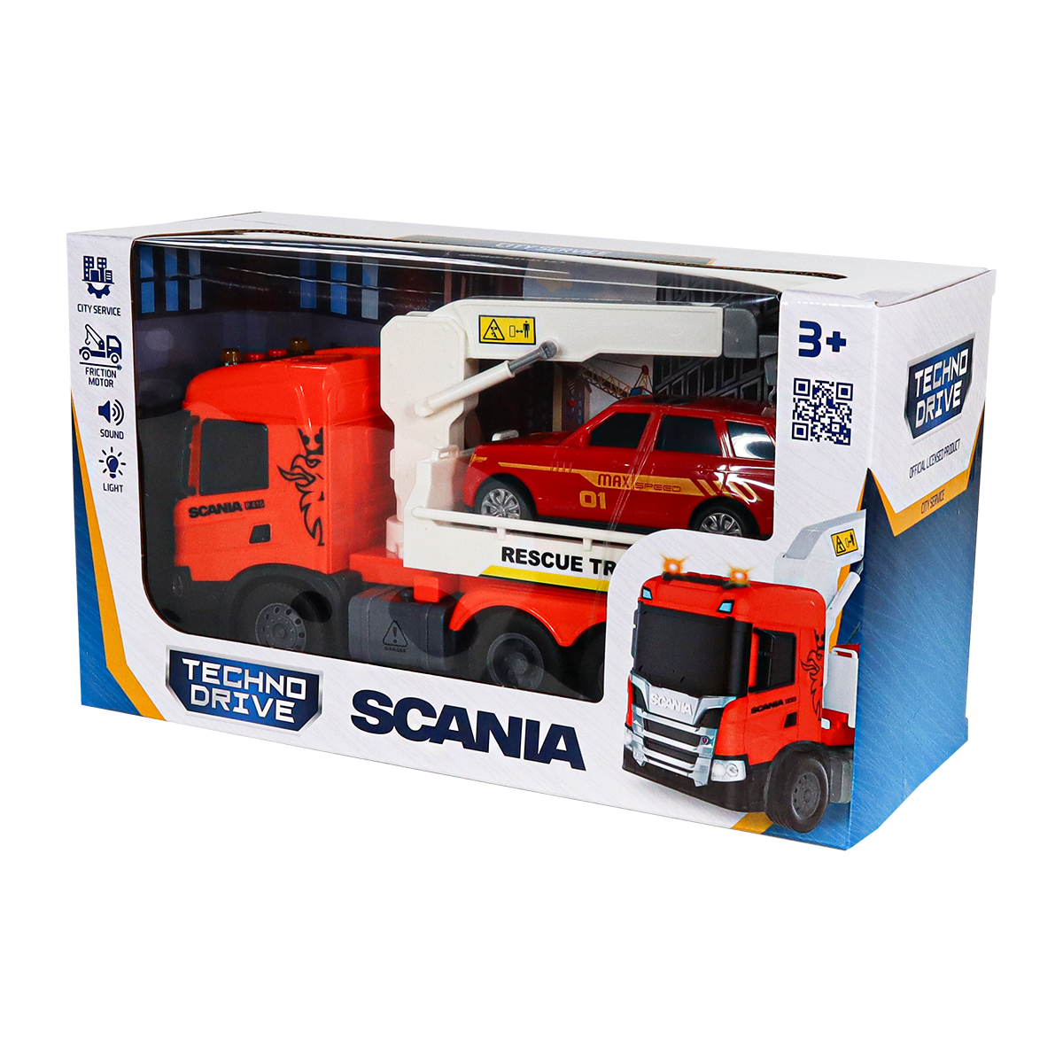 Ігровий набір серії "Big Truck" – Евакуатор Scania з Машиною (світло, звук) — фото 3