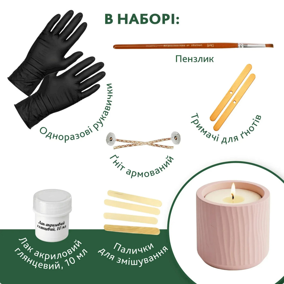 Набір для виготовлення підсвічника зі свічкою без кришки GP-004 з гіпсу — фото 5