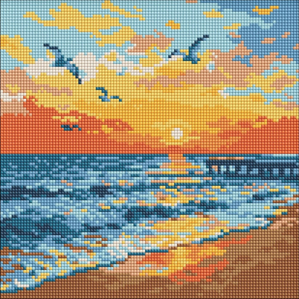 Алмазна мозаїка "На узбережжі моря" ©art_selena_ua AMO8271, 30х30 см
