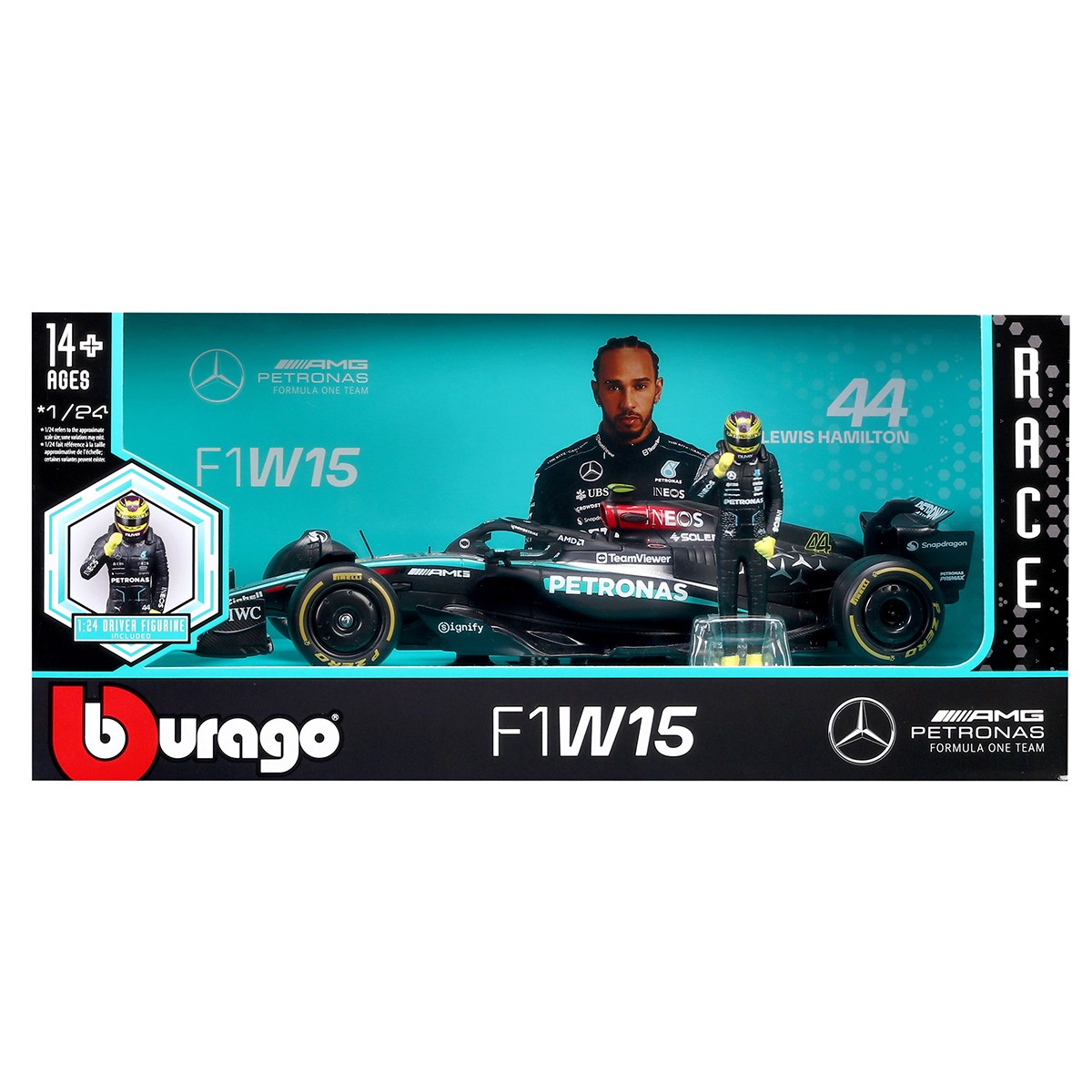 Автомодель з фігуркою – Mercedes-AMG Petronas F1 W15 (2024) (1:24)