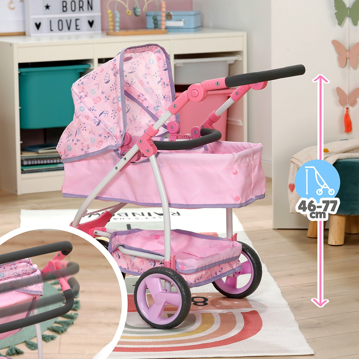 Триколісний візочок для ляльки BABY born – Квітковий Стиль Делюкс (прогулянковий, складний) — фото 5