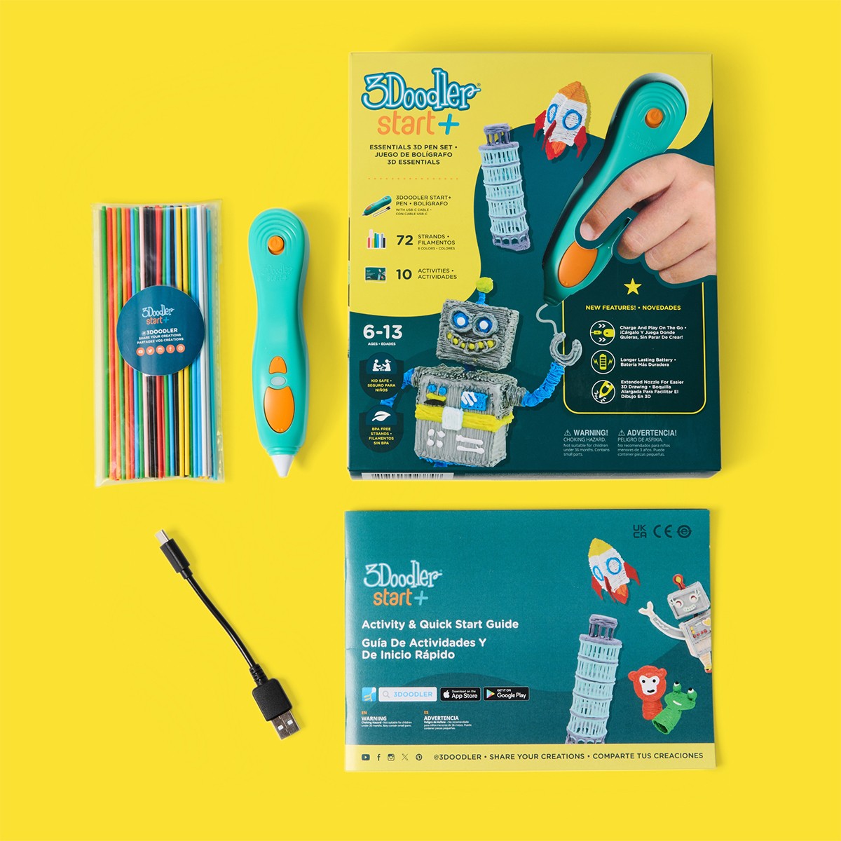 3D-ручка 3Doodler Start Plus для дитячої творчості - Креатив Плюс (72 стрижні) — фото 2