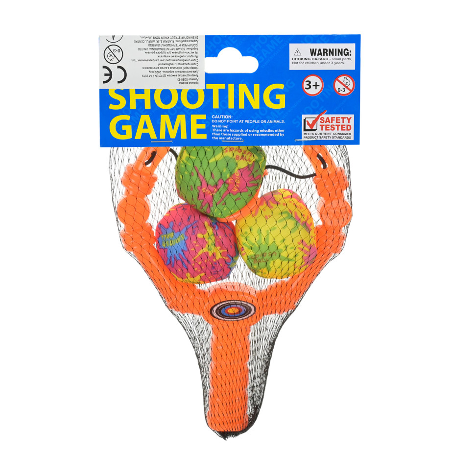Детская Рогатка XG88-23(Orange) 3 мягких шарика, в сетке — фото 7