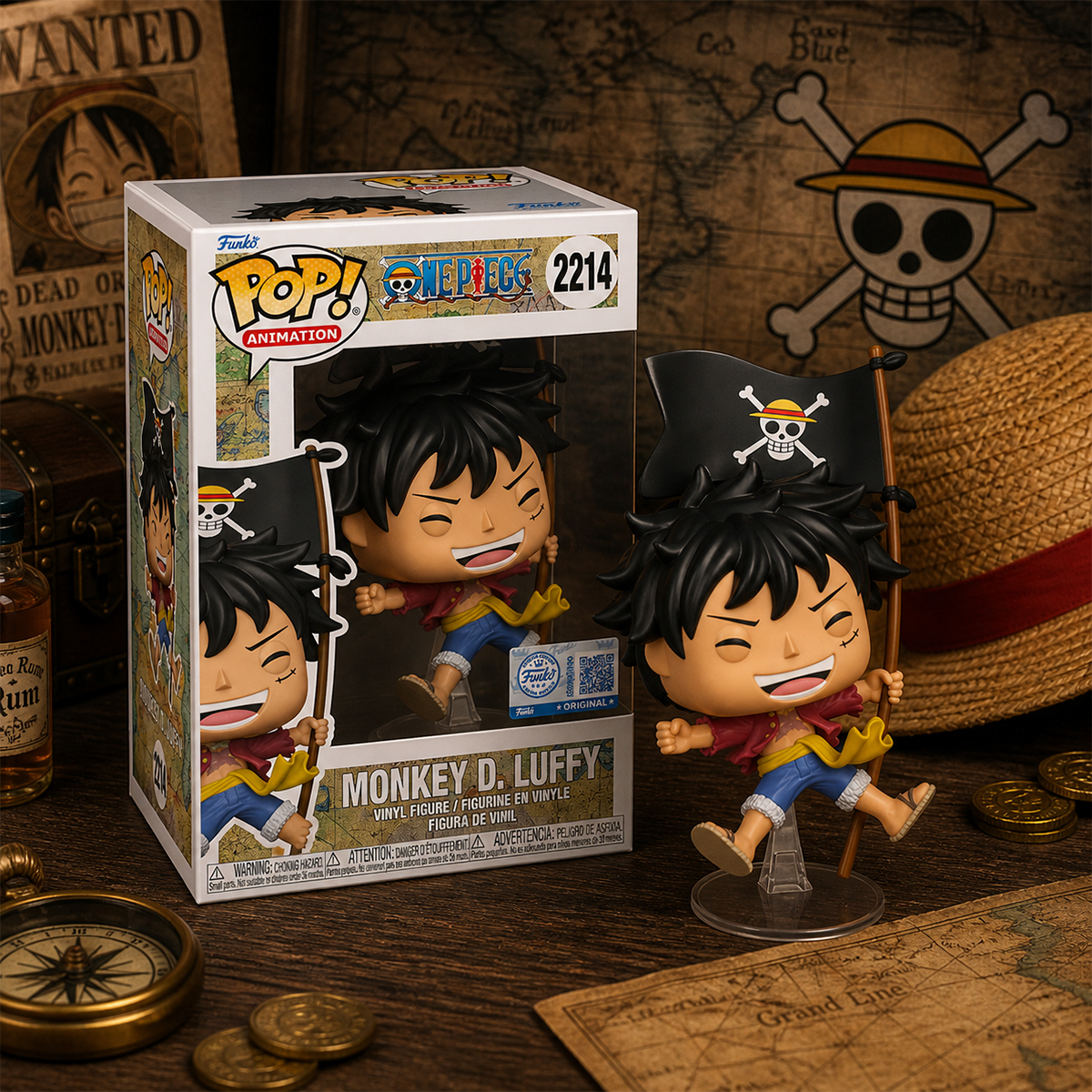 Ігрова фігурка Funko POP! серії "Великий куш" - Луффі з Прапором — фото 3
