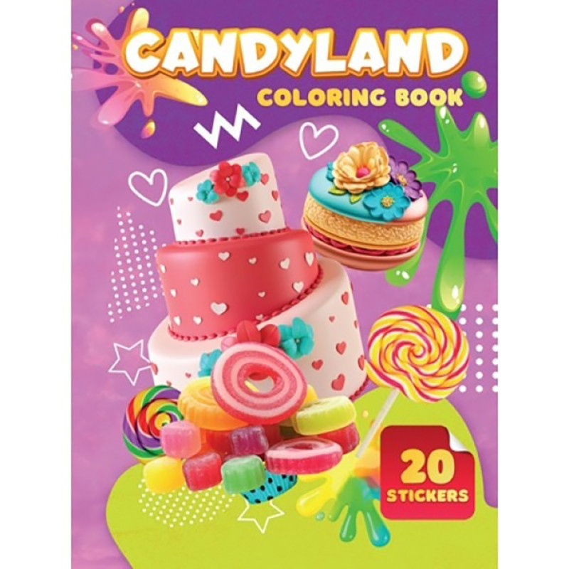 Дитяча розмальовка Candyland А06012506, 20 наліпок А4