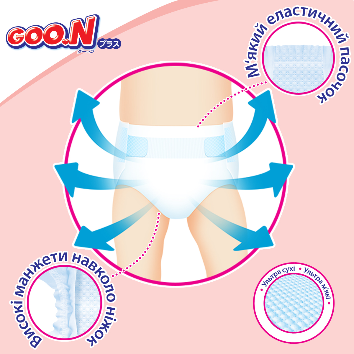 Підгузки Goo.N Plus для дітей 12-20 кг (розмір XL, на липучках, унісекс, 38 шт.) — фото 13
