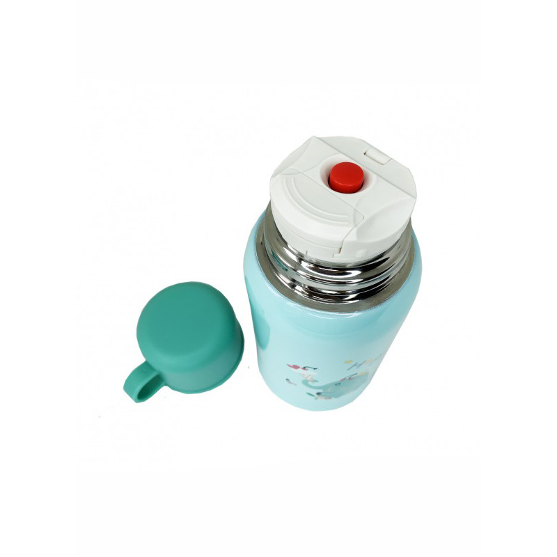 Термос-поїльник з силіконовою трубочкою MGZ-0318(Turquoise) чашкою, в чохлі з ремінцем, 550 мл — фото 4