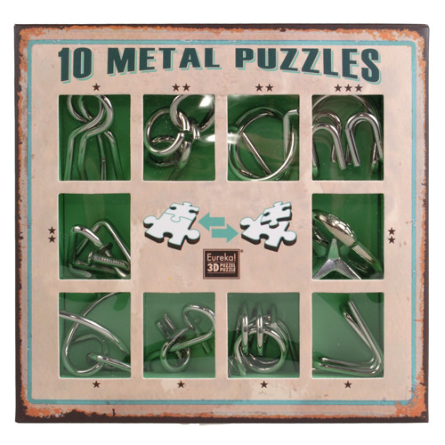 Набір головоломок Metall Puzzles green Eureka 3D Puzzle 473357, 10 головоломок