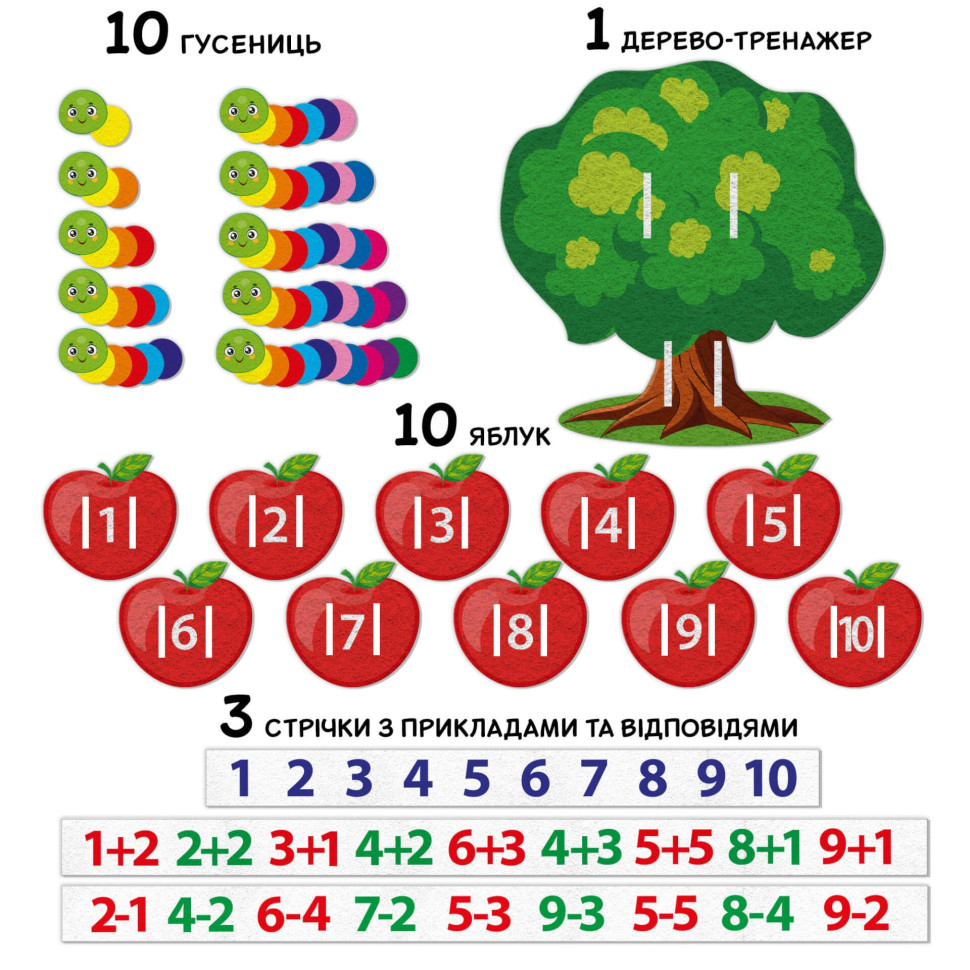 Развивающая игра для детей "Фруктовая математика" ME5032-15, 2в1 фетровые детали — фото 5