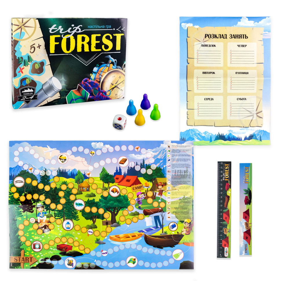 Настольная Игра-бродилка "Trip Forest" 30553 игровое поле, 4 фишки, кубик — фото 3