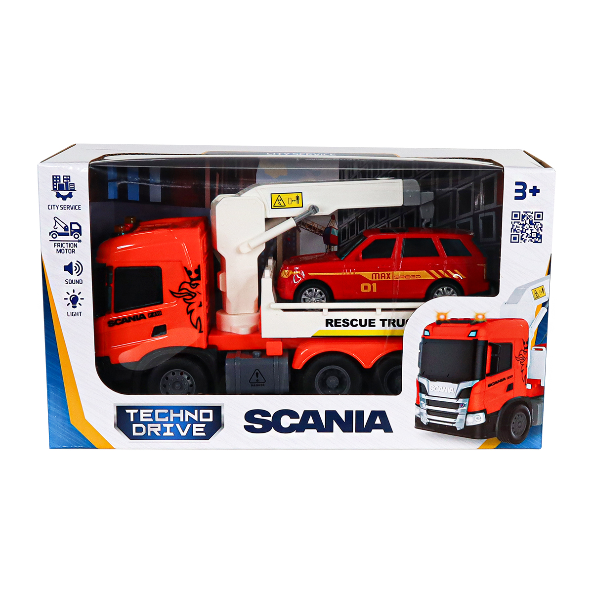 Ігровий набір серії "Big Truck" – Евакуатор Scania з Машиною (світло, звук) — фото 4