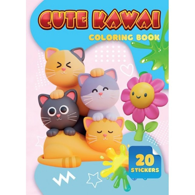 Дитяча розмальовка Cute Kawai А06012505, 20 наліпок А4